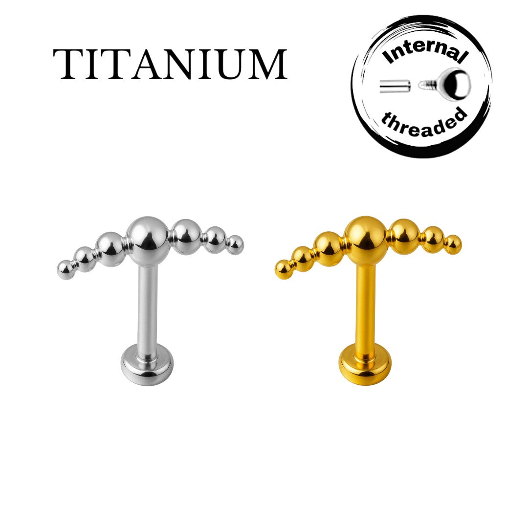 Implant Grade ASTM F136 Titanium Internaly Threaded 7 Ball Cluster Labret