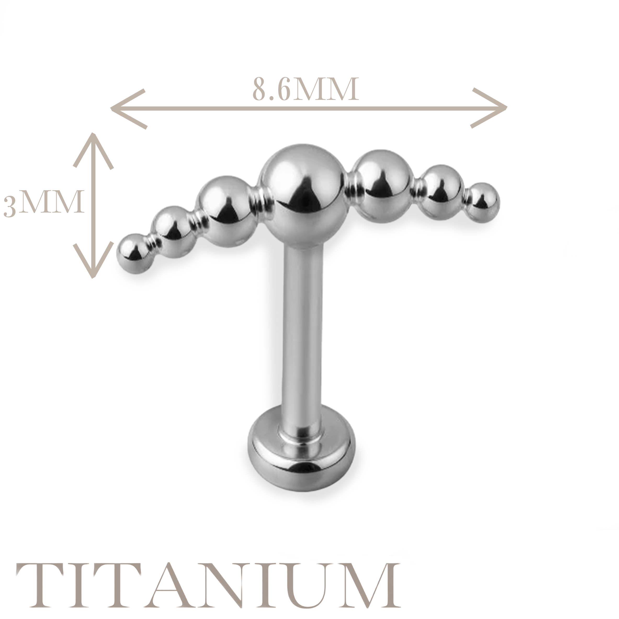 Implant Grade ASTM F136 Titanium Internaly Threaded 7 Ball Cluster Labret