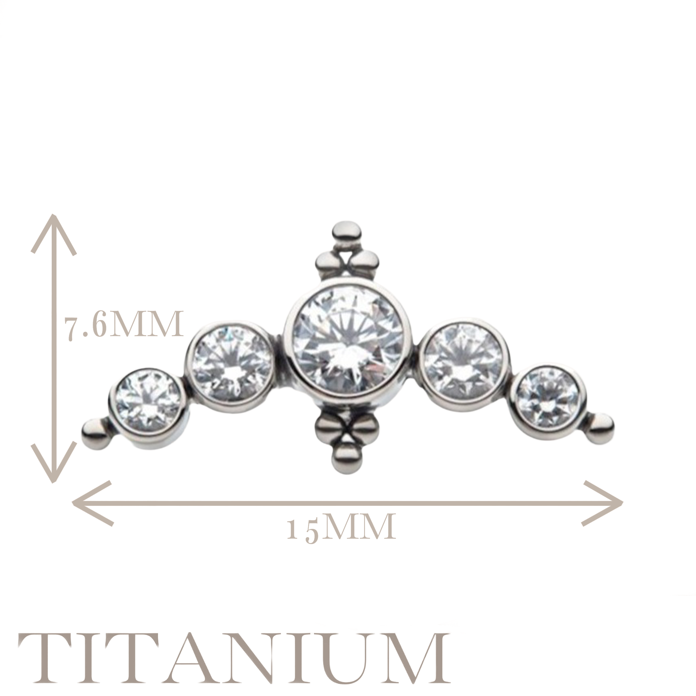 Implant Grade ASTM F136 Titanium 5 CZ Blaze With 2 Tri-bead Cluster Internaly Threaded Labret