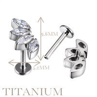Implant Grade ASTM F136 Titanium 4 Marquise CZ Curve Internaly Threaded Labret