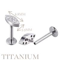 Implant Grade ASTM F136 Titanium CZ Paved Oval Internaly Threaded Labret