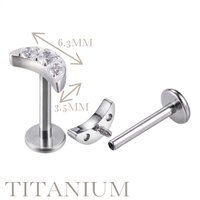 Implant Grade ASTM F136 Titanium CZ Paved Moon Internaly Threaded Labret