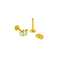 Implant Grade ASTM F136 Titanium 3 Marquise Opal Stone Blaze Set Fan Internaly Threaded Labret