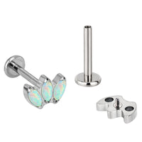 Implant Grade ASTM F136 Titanium 3 Marquise Opal Stone Blaze Set Fan Internaly Threaded Labret