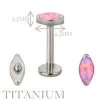 Implant Grade ASTM F136 Titanium Marquise Oval Opal Stone Internaly Threaded Labret