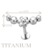 Implant Grade ASTM F136 Titanium 4 CZ Stone With Flower Internaly Threaded Labret
