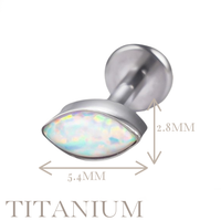 Implant Grade ASTM F136 Titanium Bezet Set Marquise Opal Stone Internaly Threaded Labret