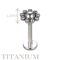 Implant Grade ASTM F136 Titanium Bead Flower Internaly Threaded Labret