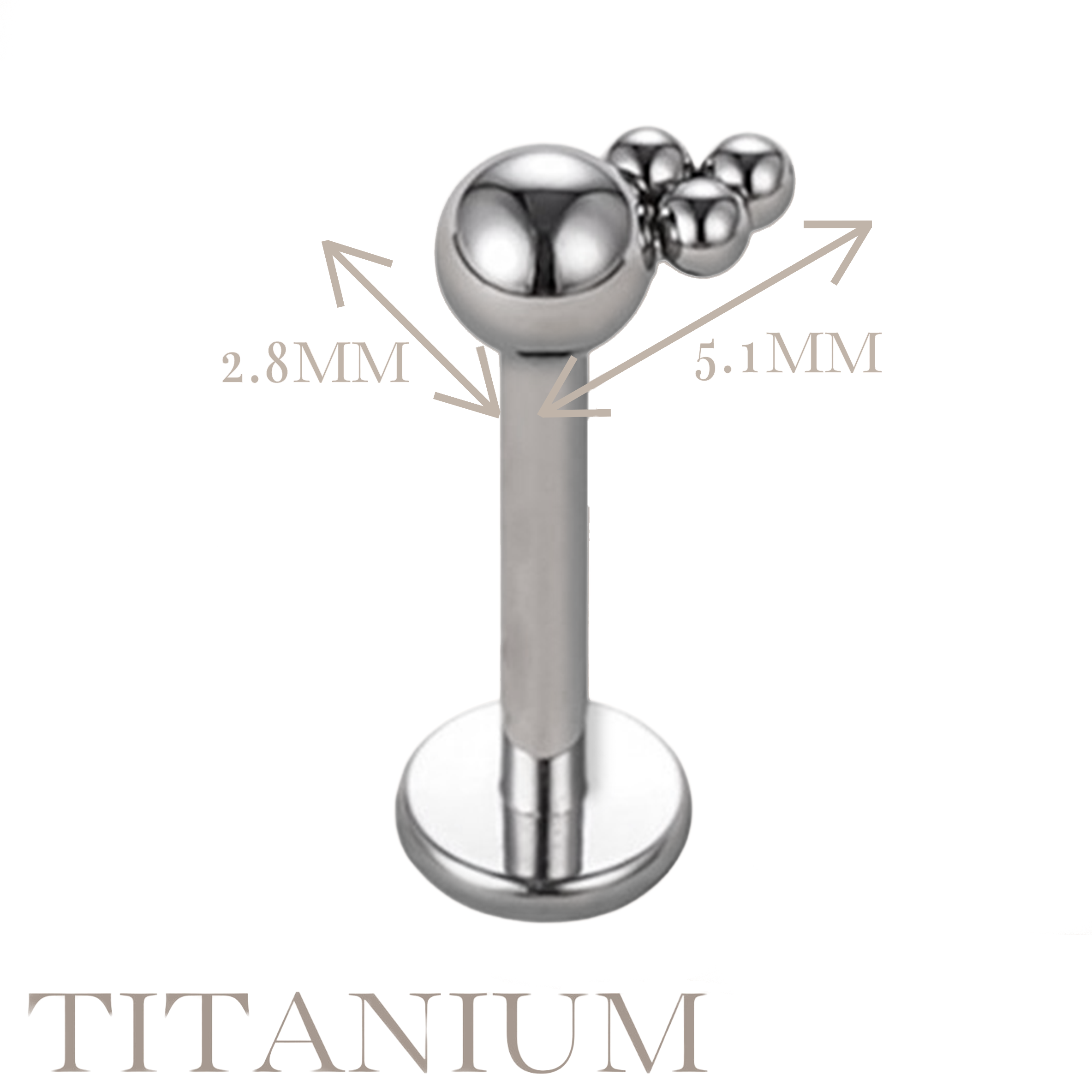 Implant Grade ASTM F136 Titanium Bal With Bead Internaly Threaded Labret