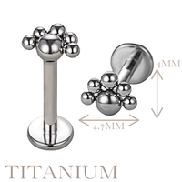 Implant Grade ASTM F136 Titanium 5 Bead Cluster Internaly Threaded Labret