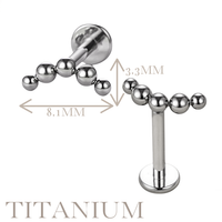 Implant Grade ASTM F136 Titanium 5 Balls Internaly Threaded Labret