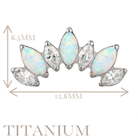 Implant Grade ASTM F136 Titanium 7 Prong Set Marquise CZ Internaly Threaded Labret