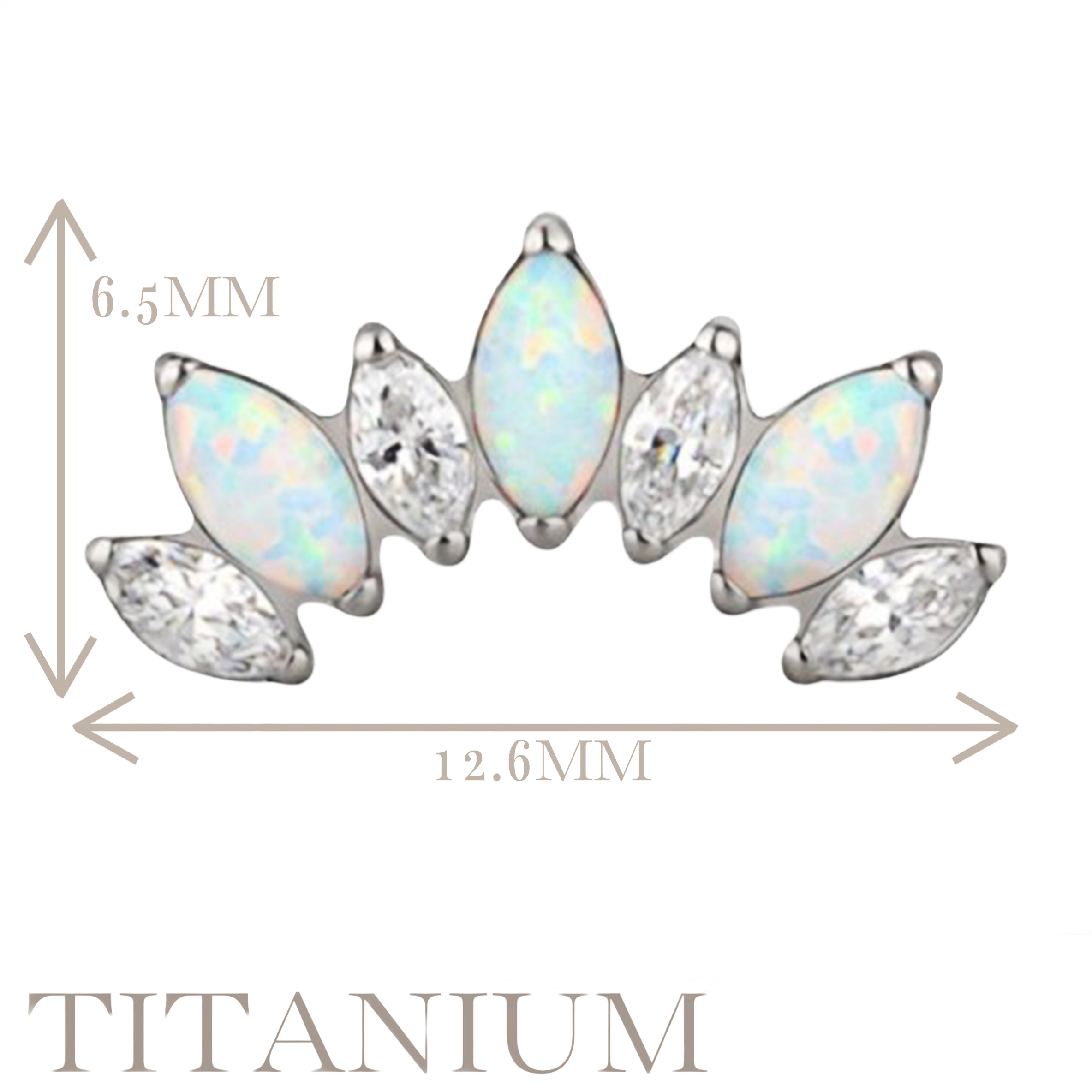 Implant Grade ASTM F136 Titanium 7 Prong Set Marquise CZ Internaly Threaded Labret