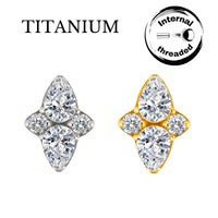 Implant Grade ASTM F136 Titanium Round And Tear Shape CZ Internaly Threaded Labret