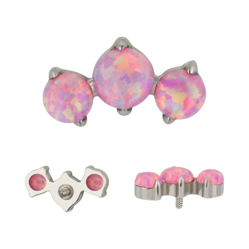 Implant Grade ASTM F136 Titanium 3 Prong Set Opal Stone Internaly Threaded Labret