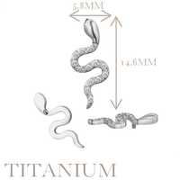 Implant Grade ASTM F136 Titanium CZ Paved Snake Internaly Threaded Labret