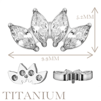 Implant Grade ASTM F136 Titanium 4 Marquise Prong Set CZ Fan Internaly Threaded Labret