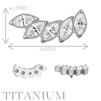 Implant Grade ASTM F136 Titanium 5 Marquise Prong Set Curved Fan Internaly Threaded Labret