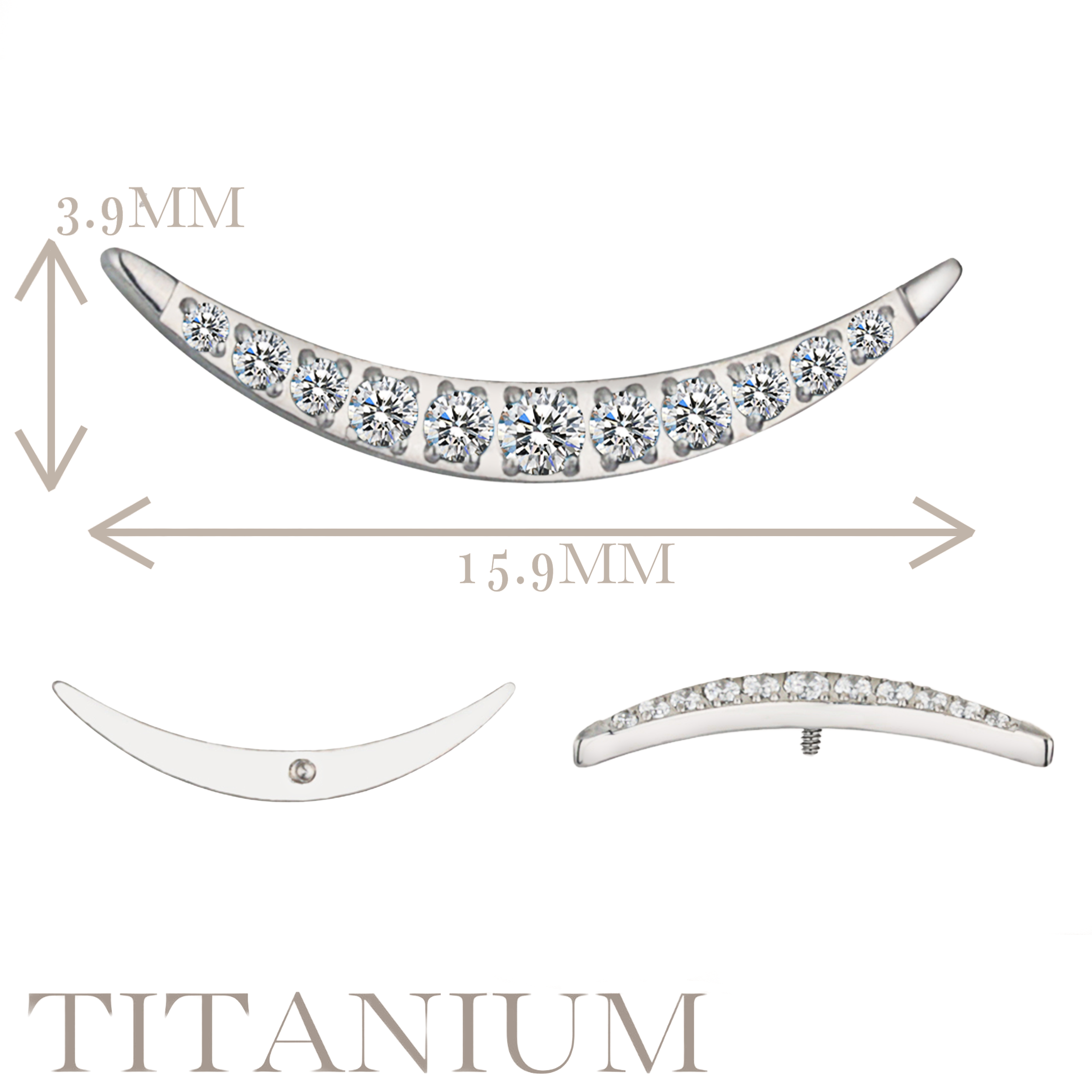 Implant Grade ASTM F136 Titanium 11 Bezet Set CZ Internaly Threaded Labret