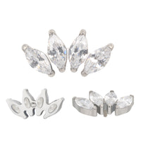 Implant Grade ASTM F136 Titanium 4 Prong Set Marquise CZ Internaly Threaded Labret