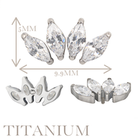 Implant Grade ASTM F136 Titanium 4 Prong Set Marquise CZ Internaly Threaded Labret