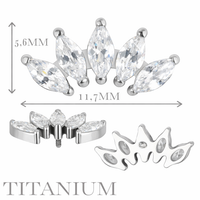 Implant Grade ASTM F136 Titanium 5 Prong Set Marquise CZ Internaly Threaded Labret