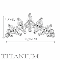 Implant Grade ASTM F136 Titanium 5 Prong Set Marquise CZ With Tri-Beard Balls Internaly Threaded Labret