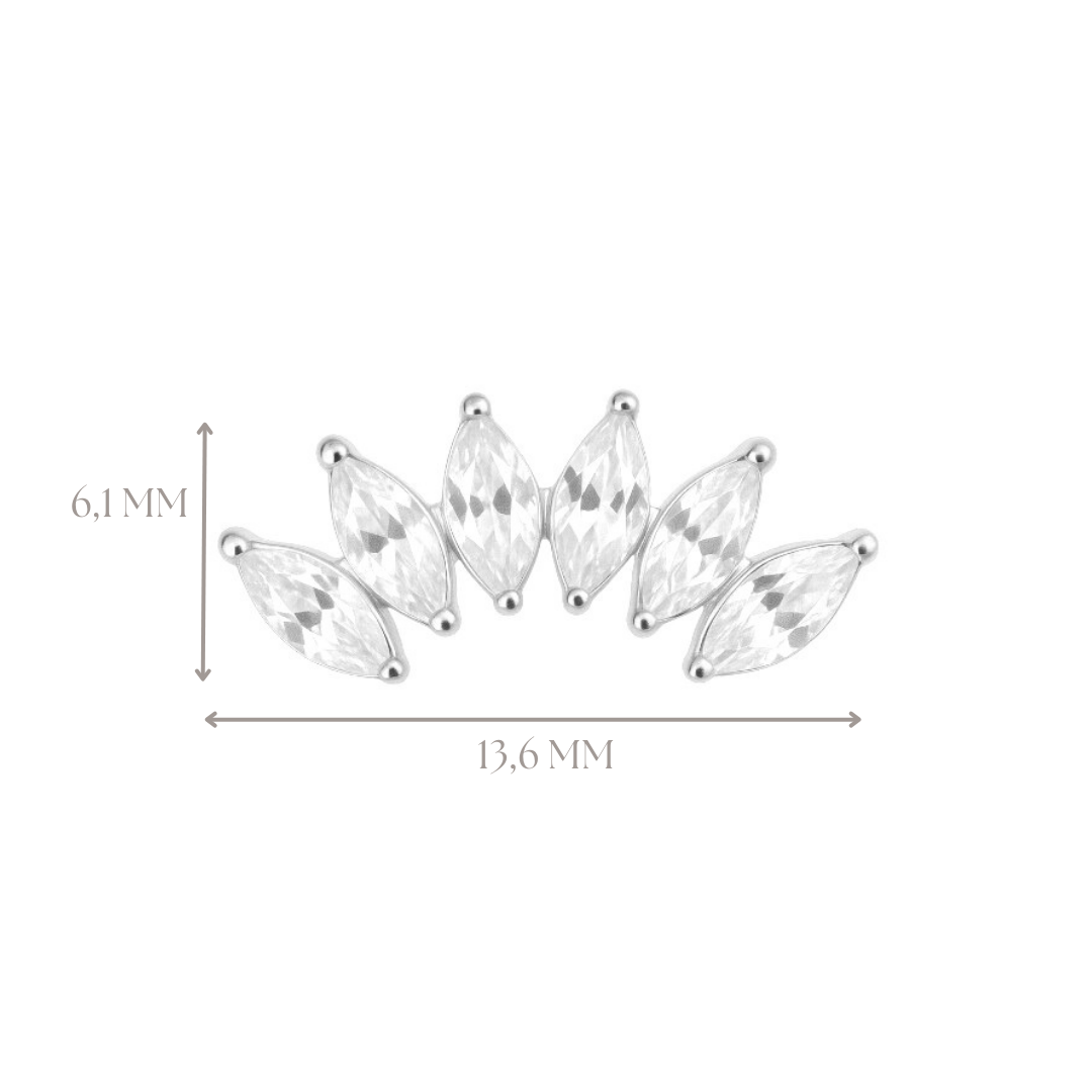 Implant Grade ASTM F136 Titanium 6 Prong Set Marquise CZ Internaly Threaded Labret