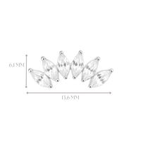 Implant Grade ASTM F136 Titanium 6 Prong Set Marquise CZ Internaly Threaded Labret