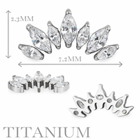 Implant Grade ASTM F136 Titanium 7 Prong Set Marquise CZ Internaly Threaded Labret