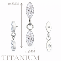 Implant Grade ASTM F136 Titanium Marquise CZ Dangle Chain Marquise CZ Internaly Threaded Labret