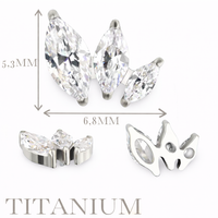 Implant Grade ASTM F136 Titanium 3 Prong Set Marquise CZ 3 Size CZ Internaly Threaded Labret