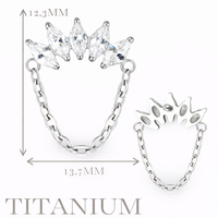 Implant Grade ASTM F136 Titanium 5 Marquise CZ Dangle Chain Internaly Threaded Labret