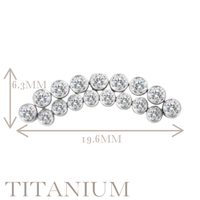 Implant Grade ASTM F136 Titanium 17 Bezel Set CZ In Curved Line Internaly Threaded Labret