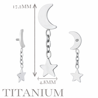 Implant Grade ASTM F136 Titanium Moon With Dangle Star Internaly Threaded Labret
