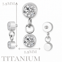 Implant Grade ASTM F136 Titanium CZ With Dangle CZ Internaly Threaded Labret