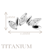 Implant Grade ASTM F136 Titanium Internaly Threaded 3 CNC Set Marquise CZ Alternate Labret