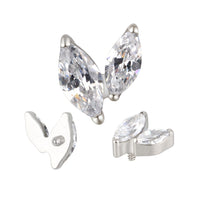 Implant Grade ASTM F136 Titanium 2 CZ Marquise V Internaly Threaded Labret