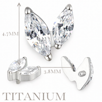 Implant Grade ASTM F136 Titanium 2 Marquise CZ Internaly Threaded Labret