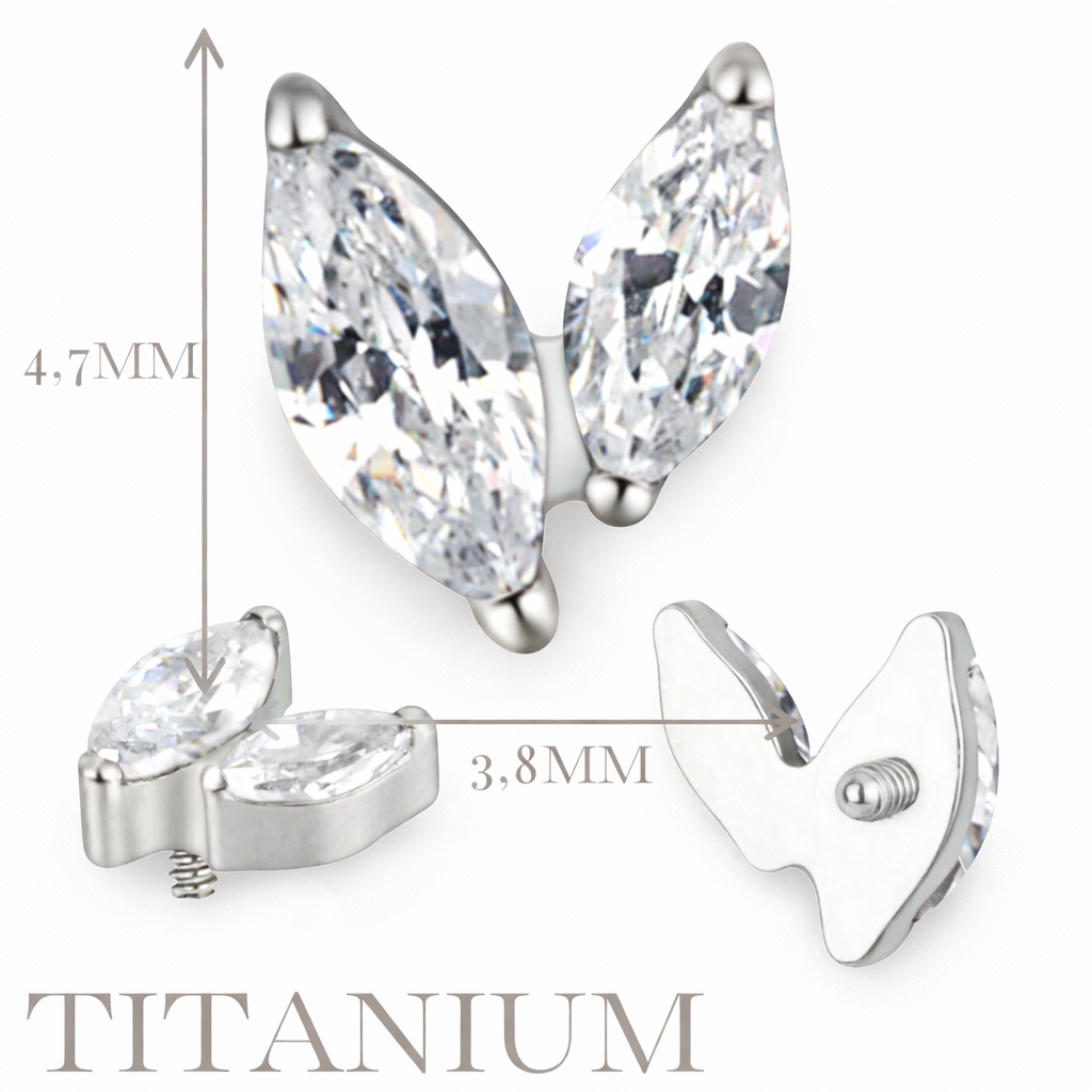 Implant Grade ASTM F136 Titanium 2 Marquise CZ Internaly Threaded Labret