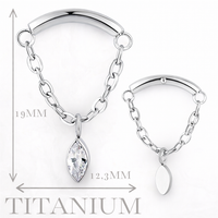 Implant Grade ASTM F136 Titanium Chain Hangs Curved Bar Pear CZ Internaly Threaded Labret