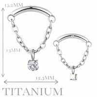 Implant Grade ASTM F136 Titanium Chain CZ Center Hangs With Curved Bar Internaly Threaded Labret