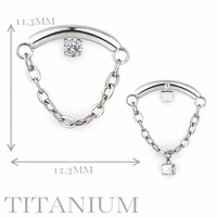 Implant Grade ASTM F136 Titanium Chain Hangs With CZ Curved Bar Internaly Threaded Labret