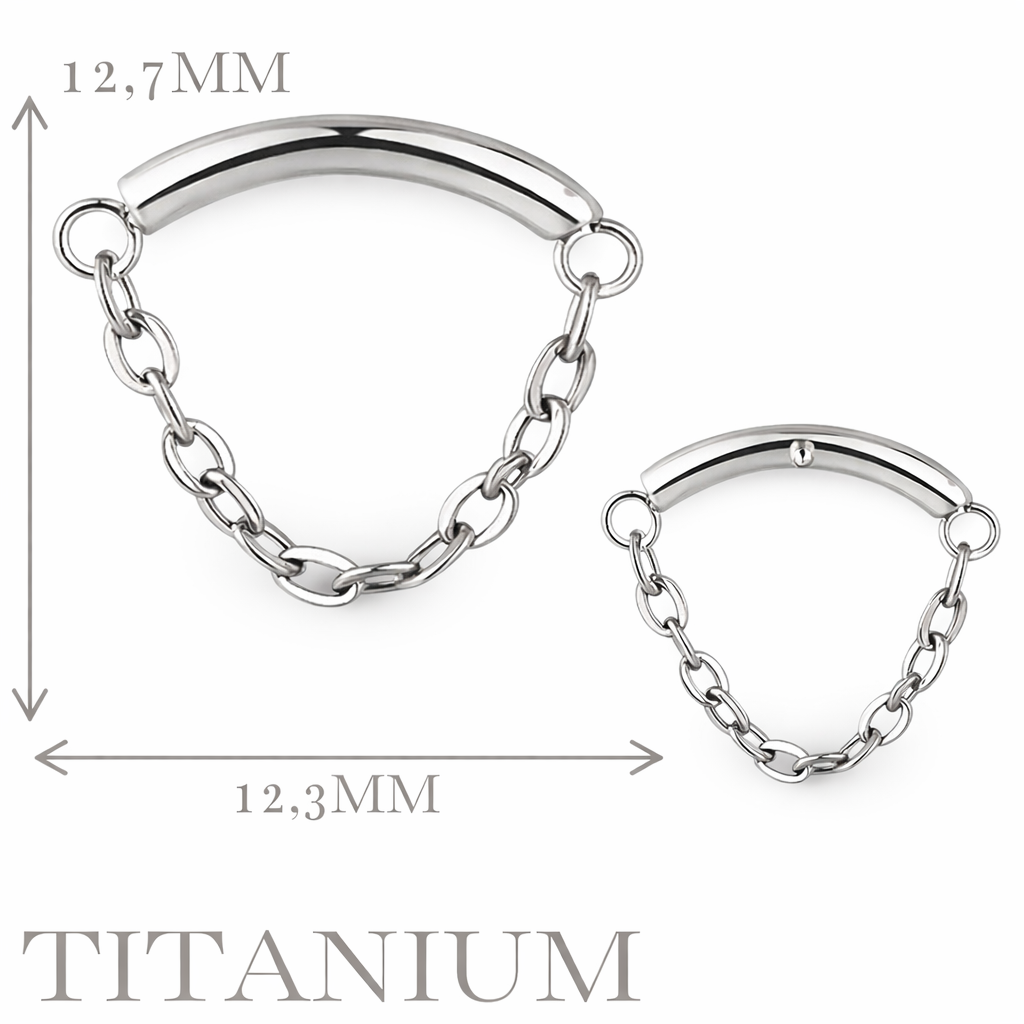 Implant Grade ASTM F136 Titanium Chain Hangs Curved Bar Internaly Threaded Labret