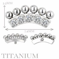 Implant Grade ASTM F136 Titanium 5 CZ Curved Bar With Bead Paved Internaly Threaded Labret