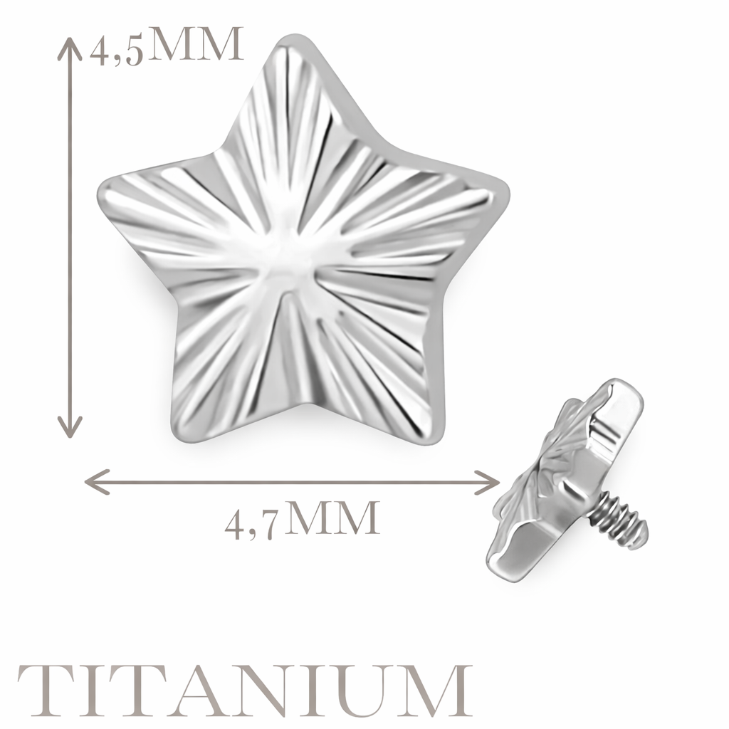 Implant Grade ASTM F136 Titanium Ridged Star Internaly Threaded Labret