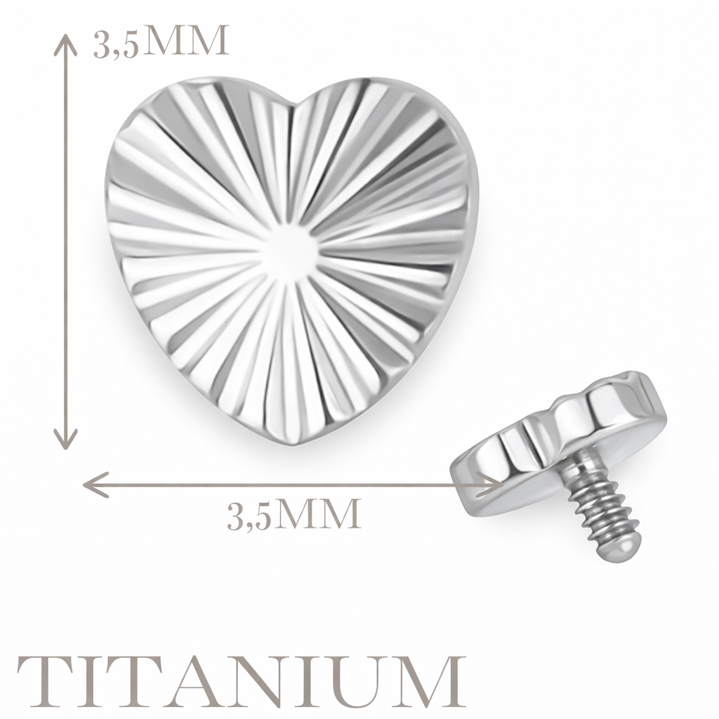 Implant Grade ASTM F136 Titanium Ridged Heart Internaly Threaded Labret