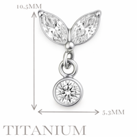 Implant Grade ASTM F136 Titanium 2 Marquise CZ Dangle CZ Internaly Threaded Labret