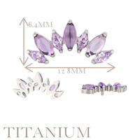 Implant Grade ASTM F136 Titanium Bezel Set 7 Natural Marquise Stone Internaly Threaded Labret