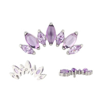 Implant Grade ASTM F136 Titanium Bezel Set 7 Natural Marquise Stone Internaly Threaded Labret